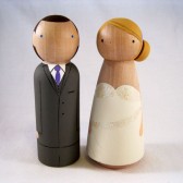 Custom Wood Peg Doll Wedding Cake Topper