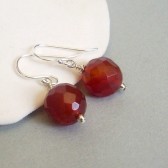 Facted Carnelian and Sterling Silver Dangle Earrings
