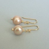 Champagne Freshwater Pearl and 14K Gold Plated Dangle Earrings