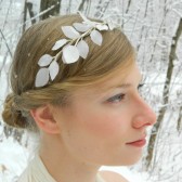 White Vintage Leaves 'Lucy' Headband