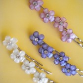 Pastel Purples Pearl White Daisy Flower Hair Pins- Choose any 2