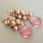 Dazzle Freshwater Pearl, Swarovski Crystal and Sterling Silver Waterfall Earrings