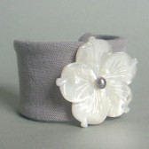 Flora Linen and Mother of Pearl Flower Cuff