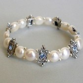 Harbor Freshwater Coin Pearl, Swarovski Crystal and Silver Plated Bracelet