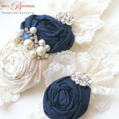 Navy Ice Bridal Garter Set