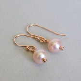 Light Pink Freshwater Pearl and 14K Rose Gold Plated Dangle Earrings