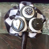 Black and White Wedding Button Bouquet