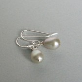 Silvery Sage Fresshwater Pearl and Sterling Silver Dangle Earrings