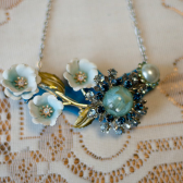 vintage enamel flower brooch necklace
