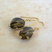 Smoky Quartz and 14K Gold Plated Dangle Earrings