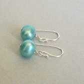 Tiffany Blue Freshwater Pearl and Sterling Silver Dangle Earrings
