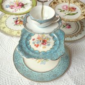 Blue and Gold Victorian Cupcake Stand