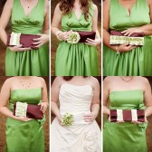 Chocolate, green bridesmaids clutches