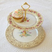 Ivory and Gold Cupcake Stand Cake Plate