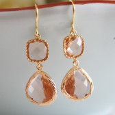 Peach Champagne Glass Earrings