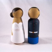 Custom Wood Peg Doll Military Wedding Cake Topper