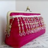 Beaded cranberry clutch