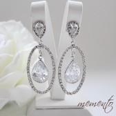 Anabel Silver Pleated Cubic Zirconia Earrings by Mauve Binchely / Vintage Glam / Bridal Jewelry / Weddings / Rhinestone Earrings