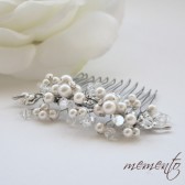 Nancy Swarovski Elements Bridal Hair Comb by Mauve Binchely / Head piece with beautiful flowers and leaves motives / Classic Wedding Jewelry