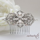 Katherine Swarovski Rhinestones and Pearls Hair Comb by Mauve Binchely / Vintage Flavor / Beautiful Head piece / Weddings
