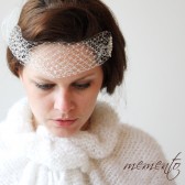 Elsinore Ivory Birdcage / Bandeau Style / Blusher Veil Embellished with Swarovsky Elements by Mauve Binchely / Wedding Accessories