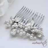 Elsie Swarovski Pearls and Leaf Hair Comb by Mauve Binchely / Side Piece / Fasinator / Bridal Hair Accessories