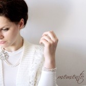 Emma Swarovski Pearls and Rhinestones Bracelet by Mauve Binchely / Two Strand Bridal Cuff / Weddings Jewelry