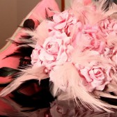 Pink Paper Flower and Feather Bouquet