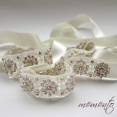 Tiffany Glamorous and Sparkle Bridal Sash / Beaded Belt / Beaded Ribbon Headband with Swarovski Elements by Mauve Binchely