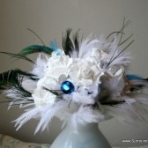 Peacock Feather and White Flower Bouquet