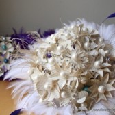 Aqua and Purple Atlas Paper Flower Bouquet with Feather Accents