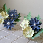 Blue and Yellow Paper Flower Cosage