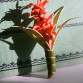 Coral Flower Boutonniere Corsage with Pearl Accents
