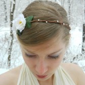 White Rose and Pearl Woodland Headband