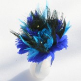 Aqua, Blue and Black Feather Bouquet
