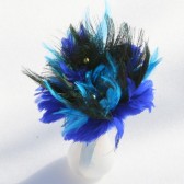 Aqua, Blue and Black Feather Bouquet