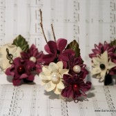 Burgundy and White Paper Flower Corsage
