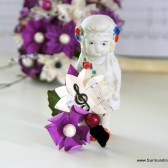 Purple and White Sheet Music Flower Boutonniere
