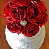 Vintage Blooms & Brooches Wedding Cake Topper