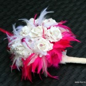 Hot Pink and White Feather Bouquet