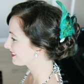 Peacock Feather Hair Fascinator with Vintage Jewelry
