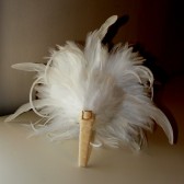 White Feather Bouquet and Rhinestone Cream Handle