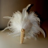 White Feather Bouquet and Rhinestone Cream Handle