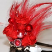 Red Feather and Rose Leopard Corsage