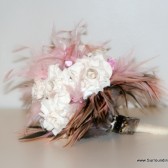 Pink and White Paper Flower Bouquet with Feather and Loepard Accents