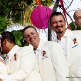 Orange and Pink Gear and Sprocket Boutonniere
