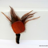 Natural Beauty - Unique Wooden Bead and Feather Boutonniere