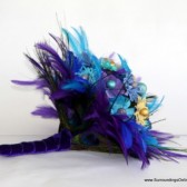 Aqua, Purple, Black and Cream Paper Flower Bouquet