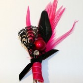 Pink and Black Lace Boutonniere