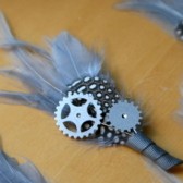 Grey Blue Gear and Sprocket Boutonniere